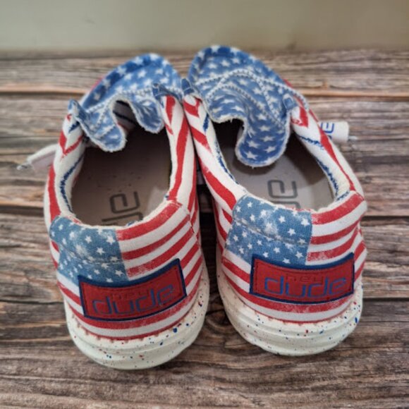Hey Dude's Slides American Flag design Women's size 9 mens size 7 - Picture 3 of 6